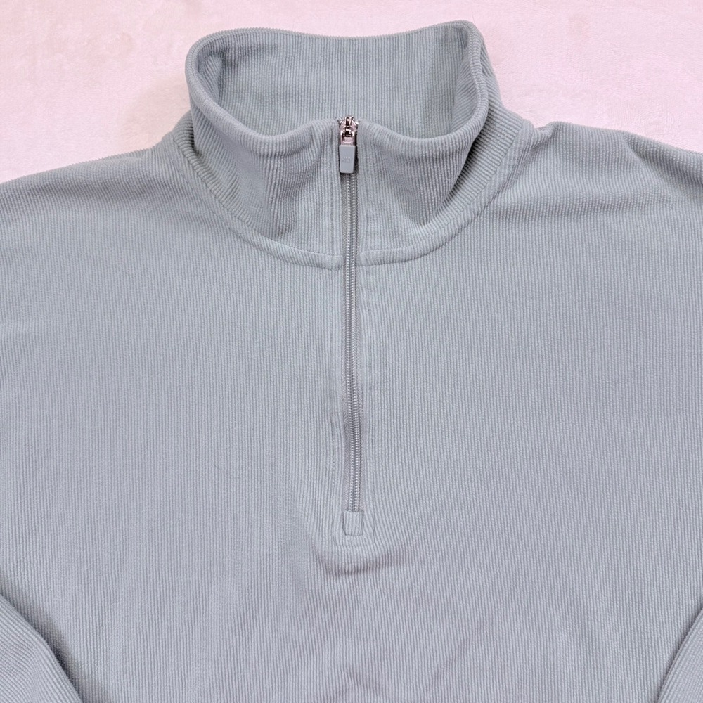 Marc New York Mens Quarter Zip Ribbed Pullover Sage Green Corduroy Sweatshirt M - Picture 3 of 12